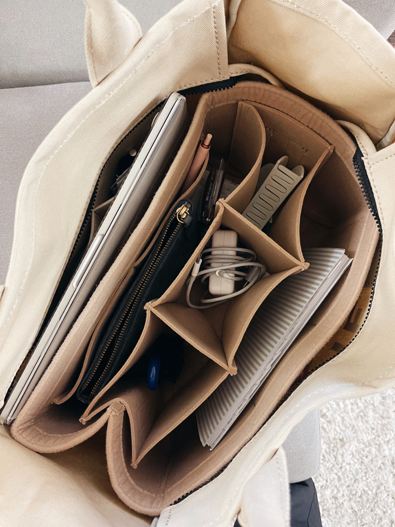 Clare V. Simple Tote Organizer Insert, Bag Organizer with Laptop