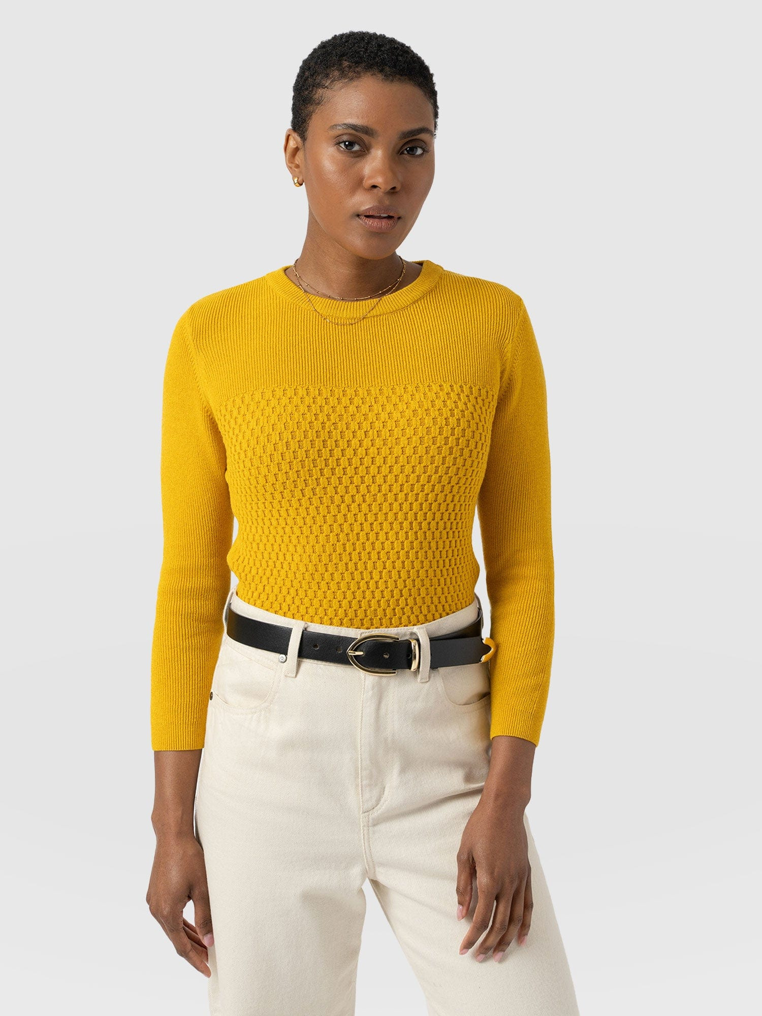 Honeycomb Rib Jumper - Yellow | Saint + Sofia UK
