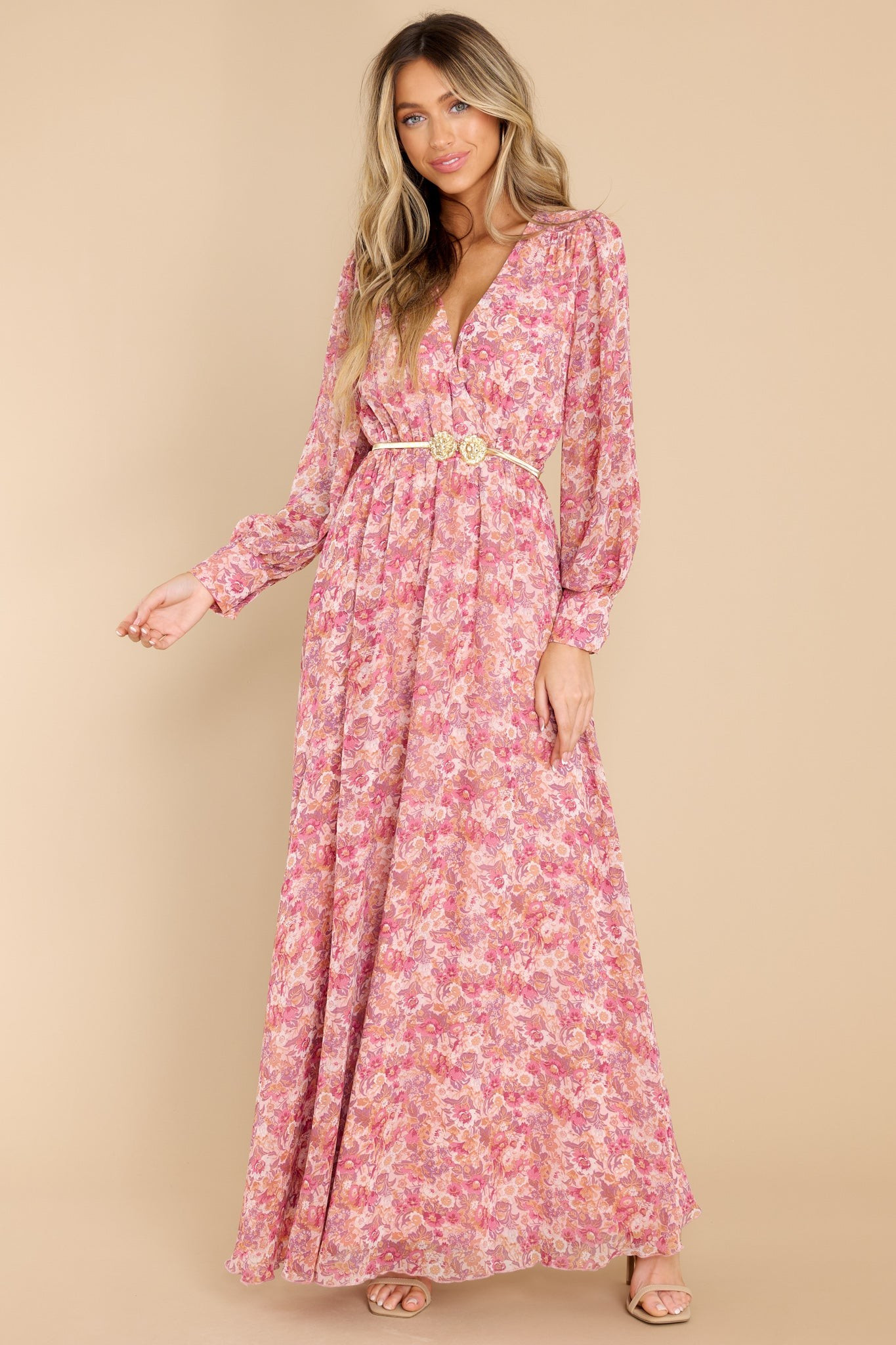 No Love Lost Pink Floral Print Maxi Dress | Red Dress 