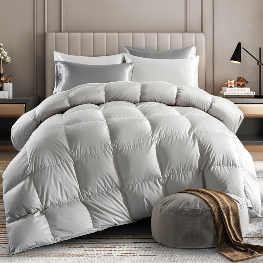 Microfiber Comforter (White,Queen)-Premium Brushed Microfiber Cover-Soft Plush Down Alternative Comf | Amazon (US)