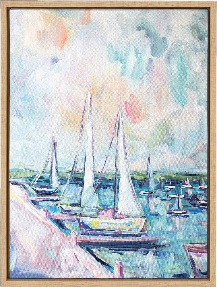 Kate and Laurel Sylvie Fish Creek Harbor Framed Canvas Wall Art by Rachel Christopoulos, 18x24 Na... | Amazon (US)