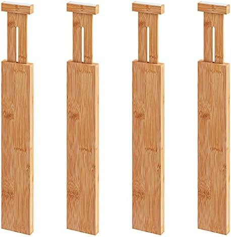 Amazon.com: Bamboo Drawer Dividers, 13" -16.5", Kitchen Adjustable Drawer Organizers, Expandable ... | Amazon (US)