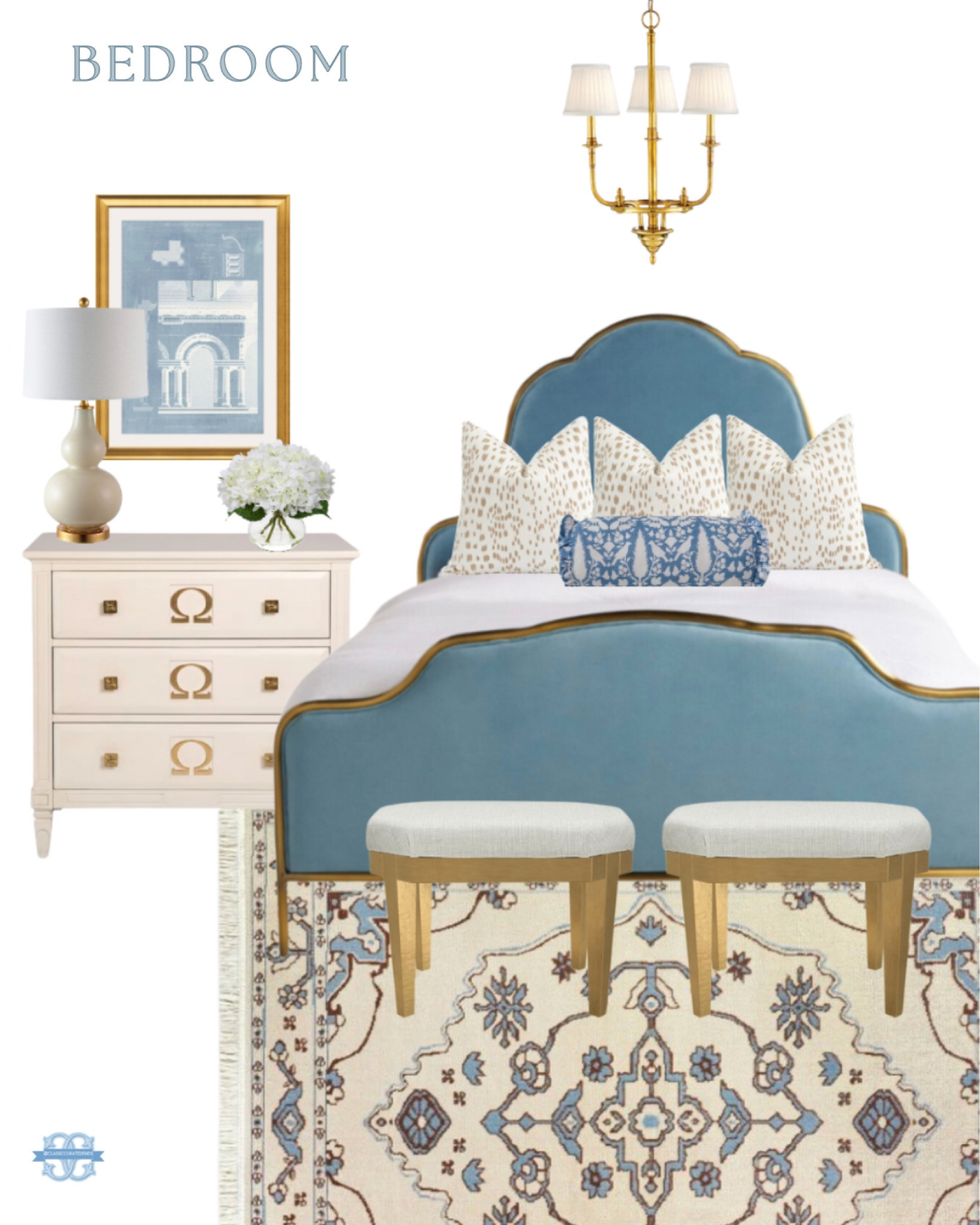 Classic Grandmillennial blue & gold bedroom🤍💙

Home Decor, Bedroom Decor, Bed, Throw Pillows, Nightstand, Chest, Rug

#LTKhome