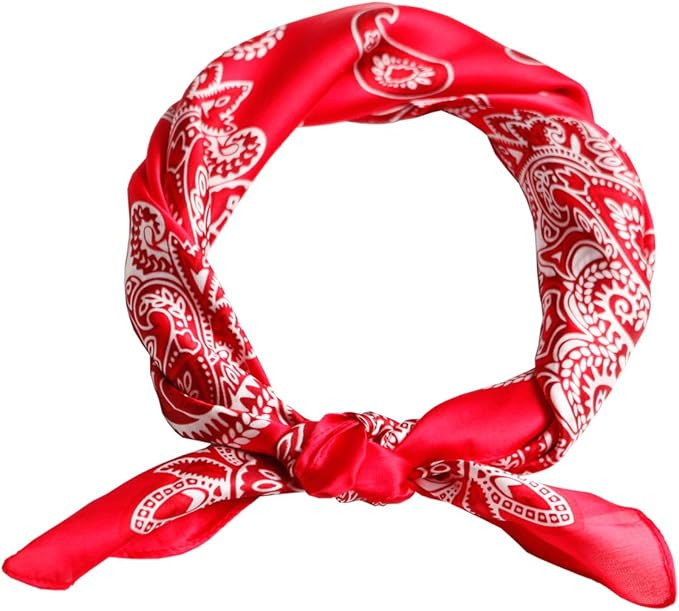 Lusm Small Satin Scarf Women Lightweight Silk Feeling Beach Bandana 21" / 23" Square Neckerchief ... | Amazon (US)