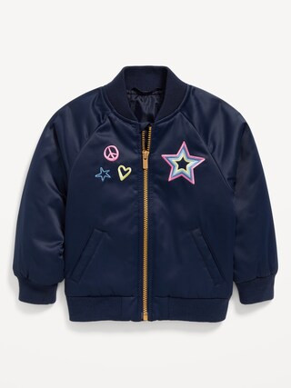 Zip-Front Satin Bomber Jacket for Toddler Girls | Old Navy (US)