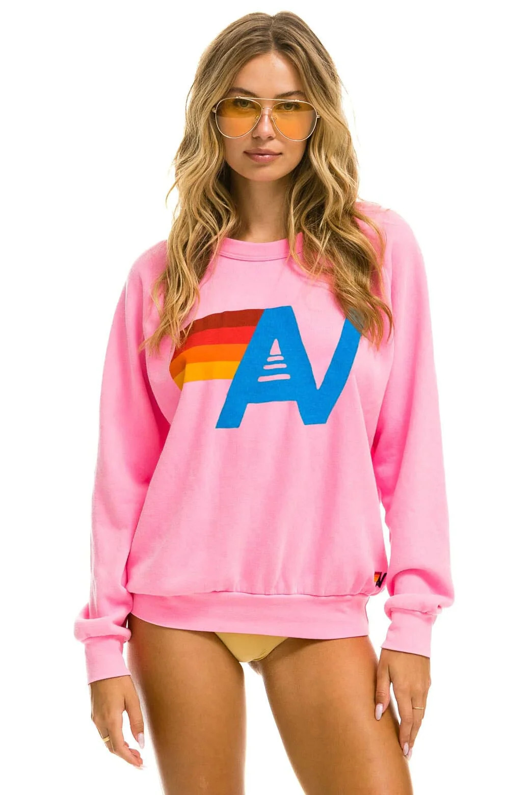 Logo Sweatshirt Neon Pink | Luxury Crewneck Made in LA | Aviator Nation | Aviator Nation