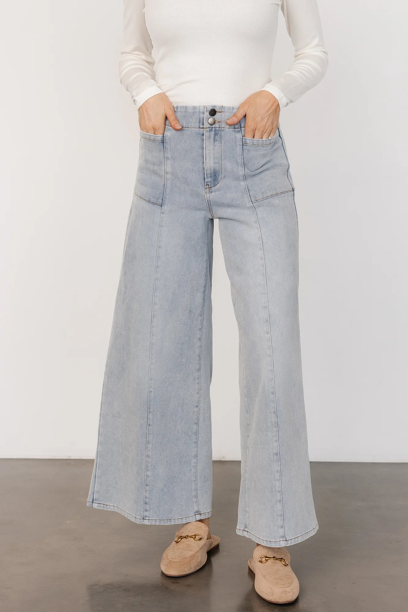 Emmi Mid Rise Wide Leg Jeans | Light Wash | Baltic Born