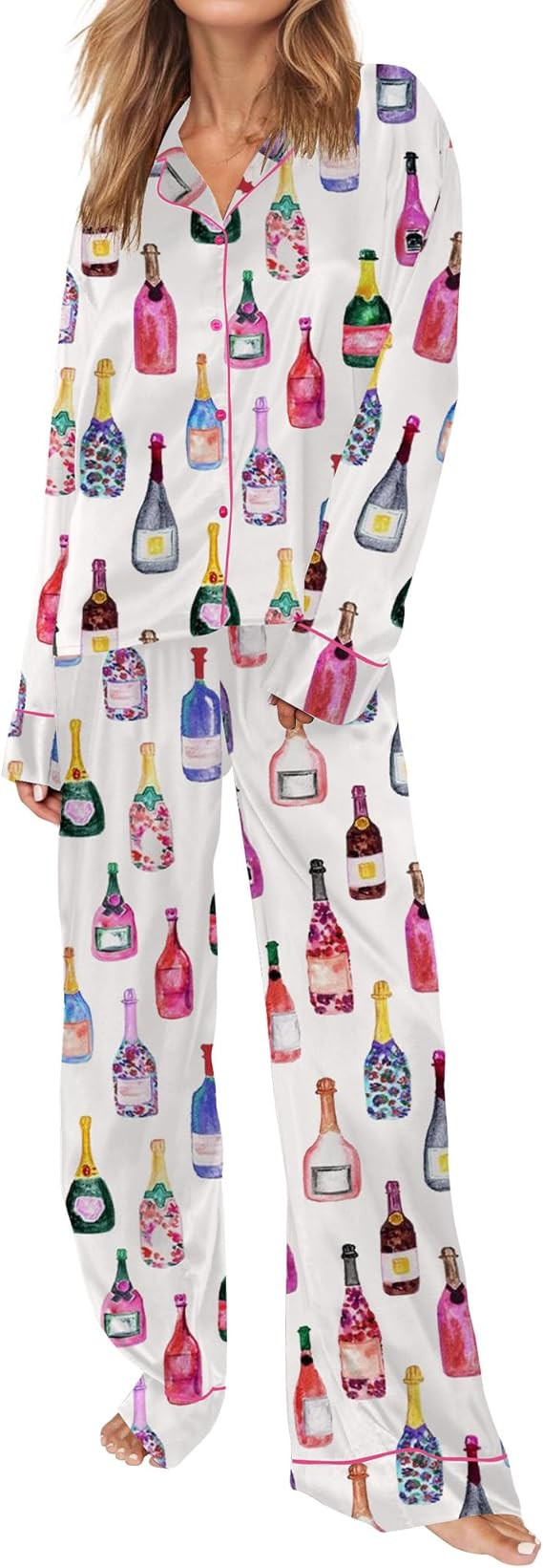 SHESHOW Satin Pajamas for Women Set Long Sleeve Button Down Sleepwear 2 Piece Nightwear Women Pjs... | Amazon (US)