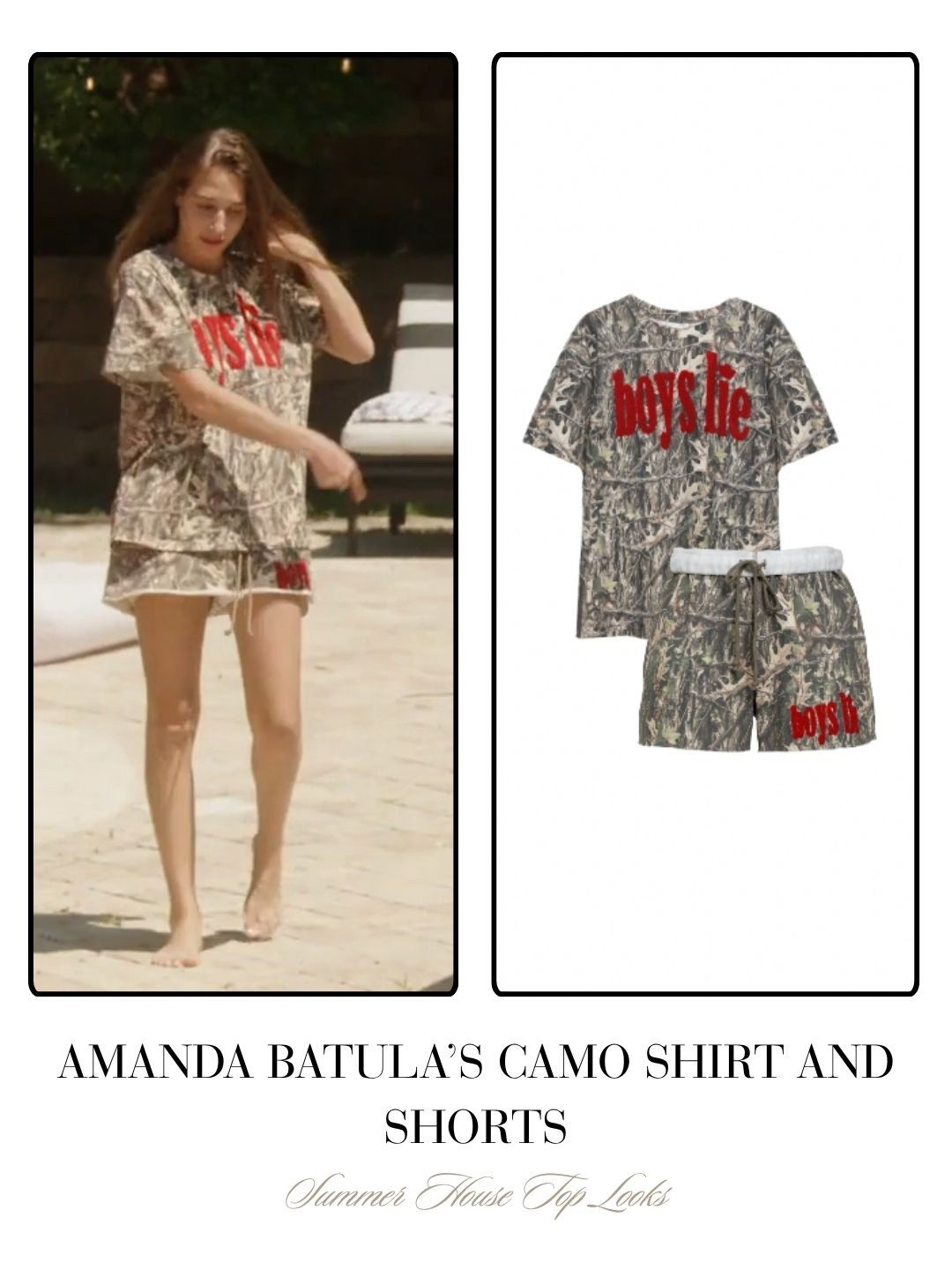 Amanda Batula’s Camo Shirt and Shorts 