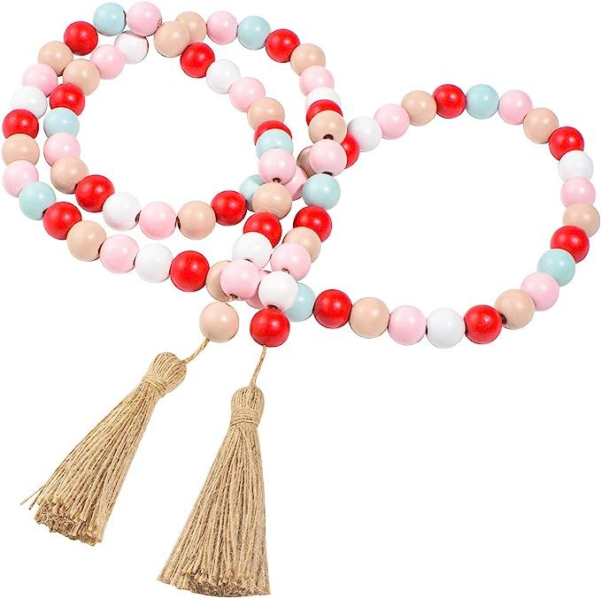 Valentine's Day for Christmas Tree, Mother's Day Wood Beads Garland, 59 Inch Wood Garland Natural... | Amazon (US)