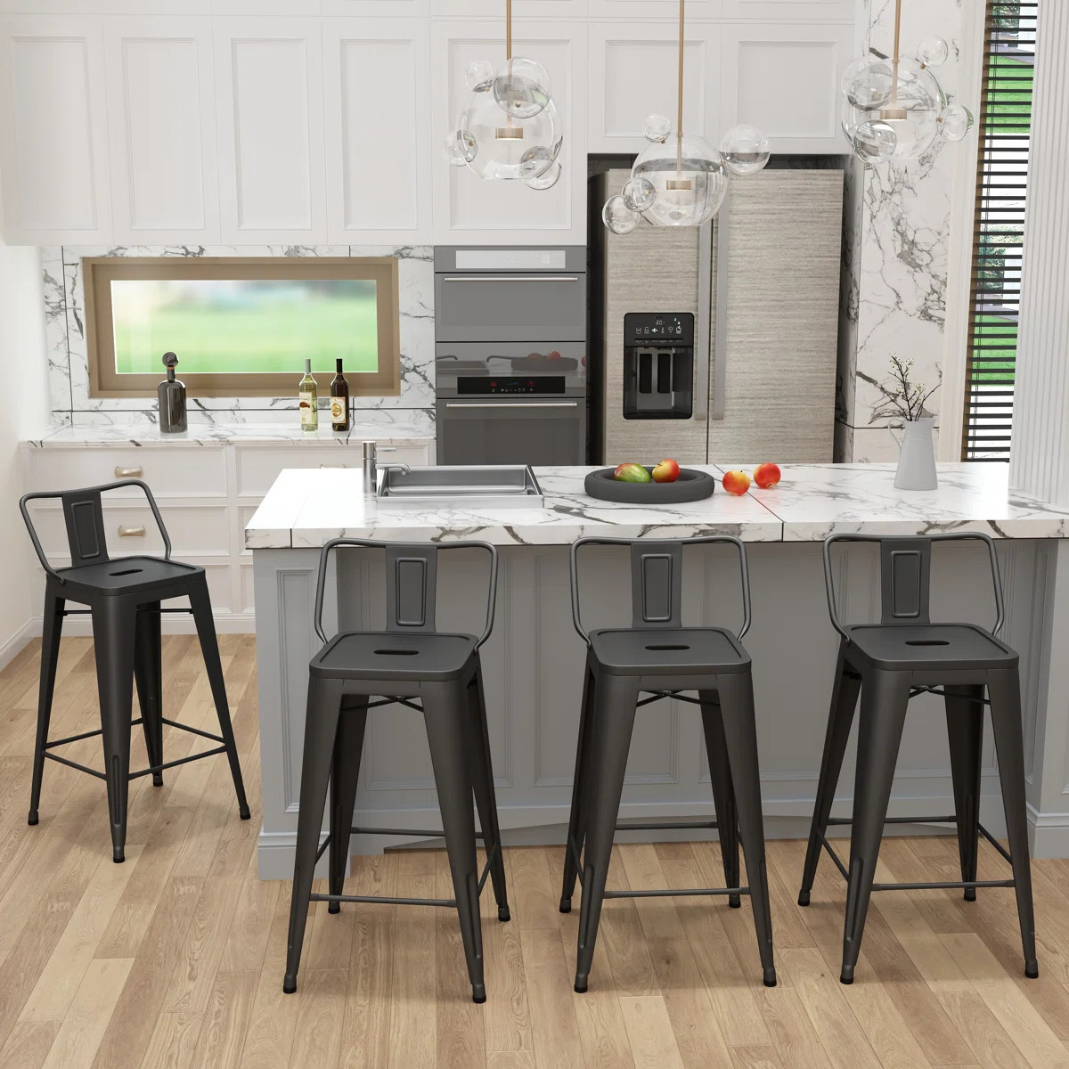 Devan Counter Stool with Metal Frame (Set of 4) | Wayfair North America