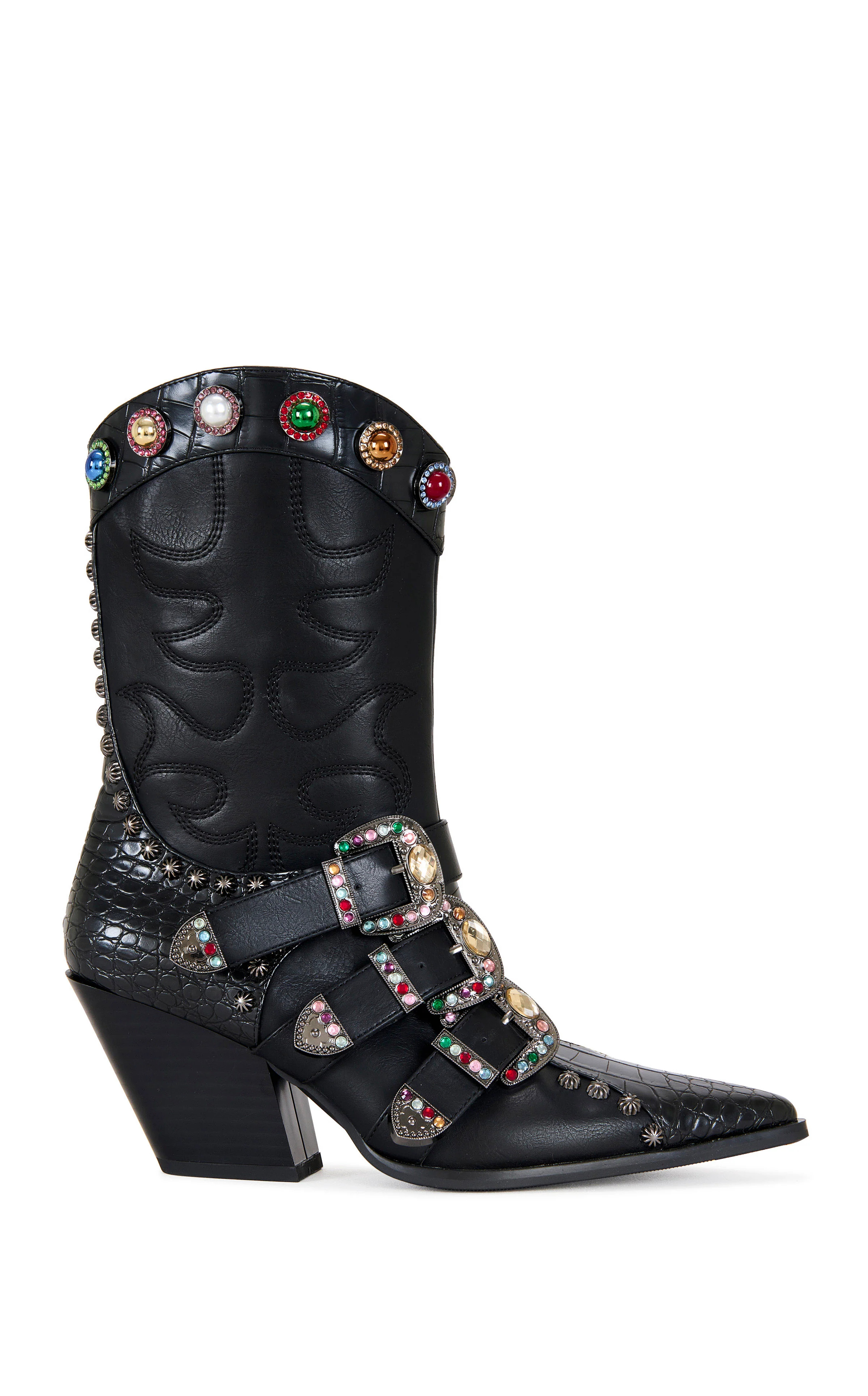 WILLOWE-BLACK WESTERN BOOTIE | Azalea Wang