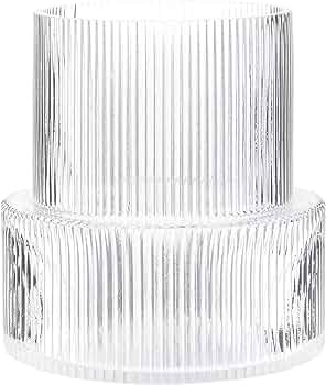 YANWE1 Clear Glass Vase, Ribbed Vase, Fluted Glass Vase, Flower Vase, Modern Vase for Centerpiece... | Amazon (US)