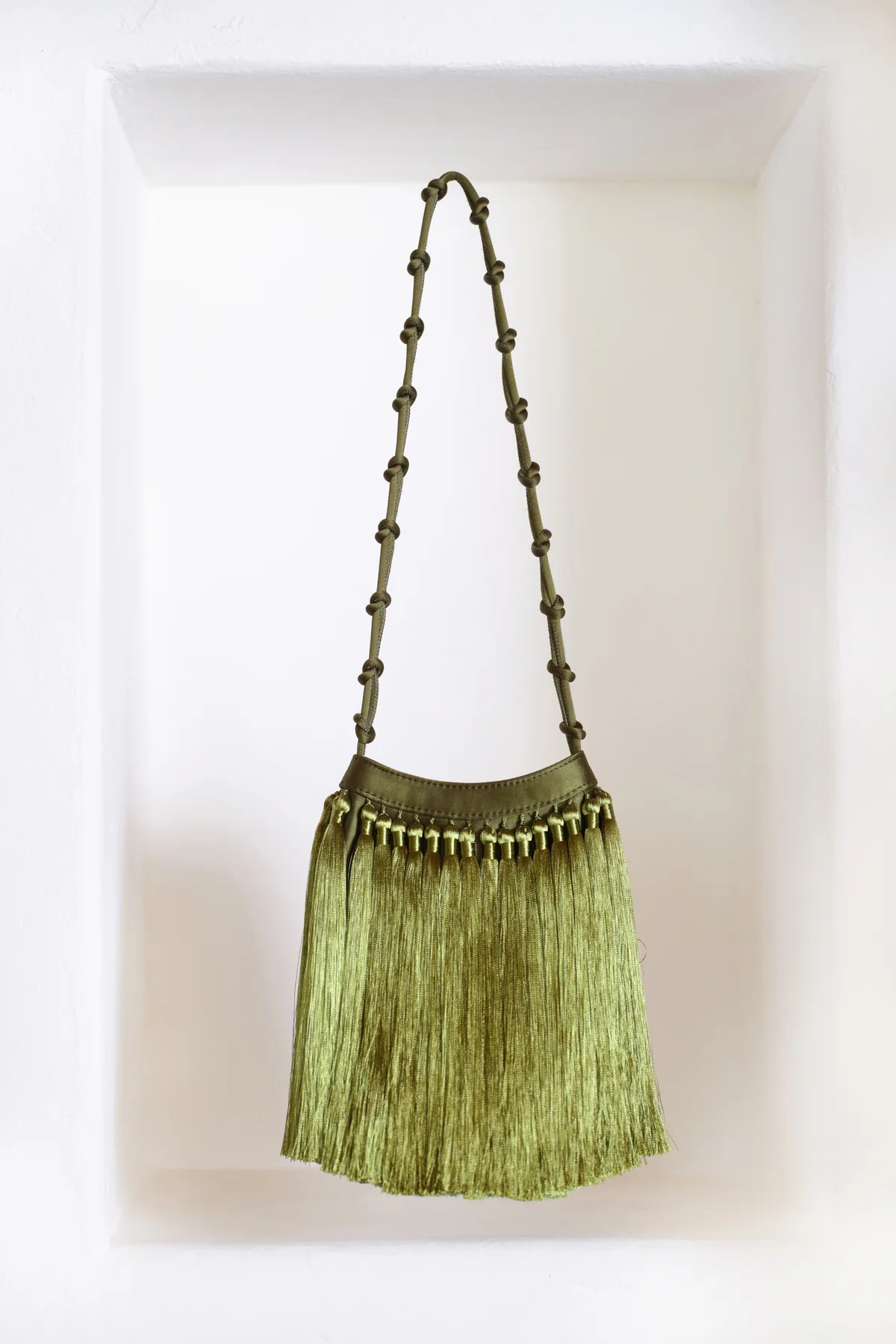 Tassel Knotty Bag In Moss Green | Simon Miller