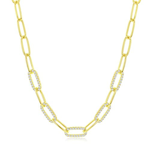 Beaux Bijoux Paperclip Gold Necklace for Women - Paperclip Chain Necklaces for Women (18 Inch 5mm - 14k Gold Plated) | Amazon (US)