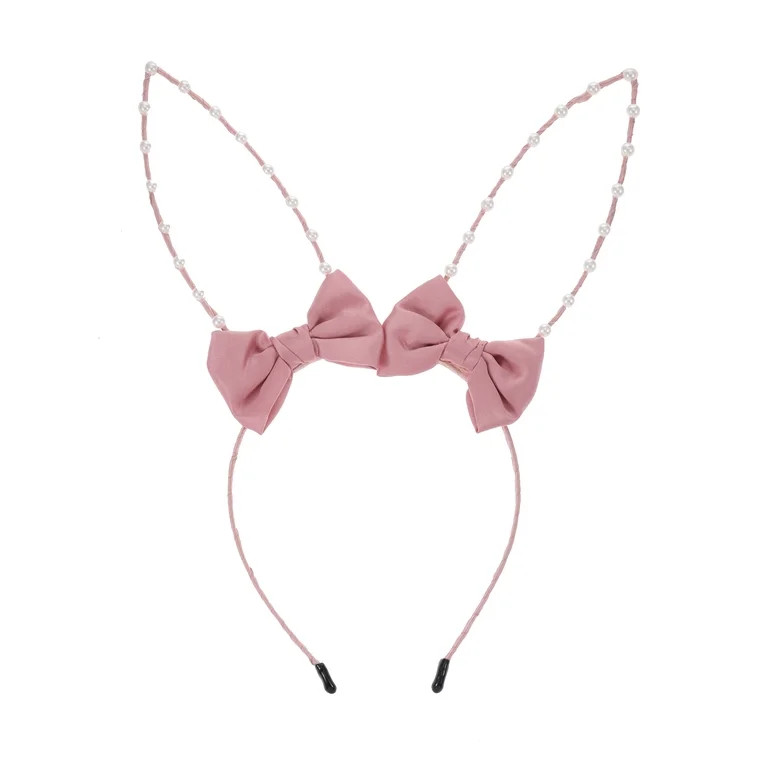 Way to Celebrate Easter Pink Bunny Ear Headband with Fabric Bow, 1 Piece | Walmart (US)