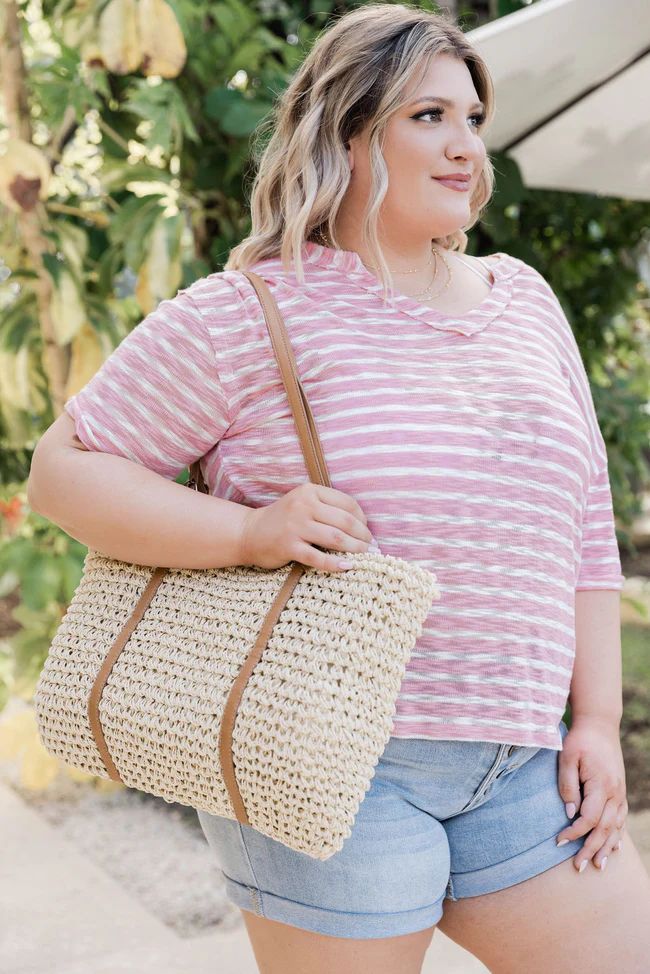 Hello Honolulu Woven Straw Tote FINAL SALE | Pink Lily