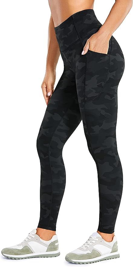 CRZ YOGA Womens Brushed Naked Feeling Workout Leggings 25" - High Waisted Gym Athletic Tummy Cont... | Amazon (US)