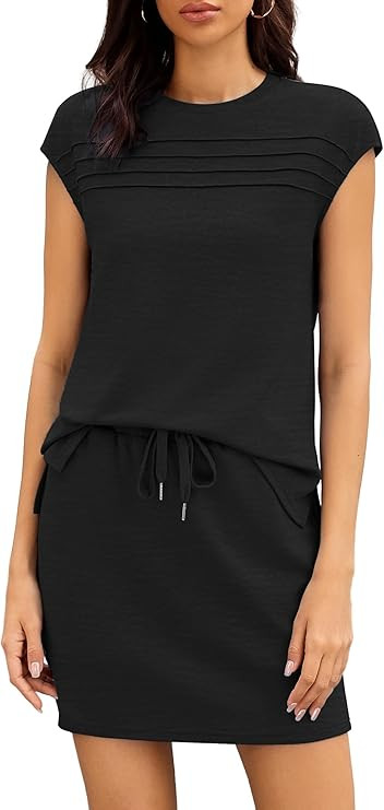 Casly Lamiit Two Piece Sets for Women Summer Outfits Crew Neck Cap Sleeve Tops Casual Tennis Skir... | Amazon (US)