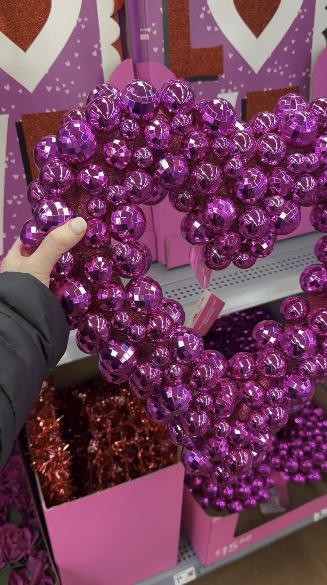 Valentine’s Day heart shaped wreath, disco ball era! Pink heart wreath made from small disco balls, so cute! #heartwreath #homedecor #pinkheart #valentinesdecor #valentinesday



#LTKHome #LTKParties #LTKSeasonal