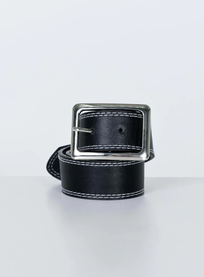 Sydney Contrast Stitch Belt Black | Princess Polly AU
