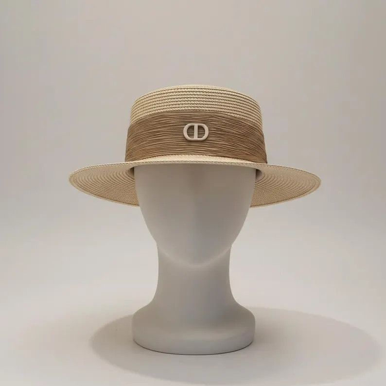 Flat Top Straw Sun Hat for Women, UV Protection Summer Boater Hat, Elegant Wide Brim Hat, Valenti... | Etsy (US)