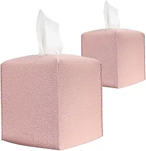 HOMOTEK 2 Pack Tissue Box Cover, Square PU Leather Tissue Holder, Decorative Facial Tissue Cube P... | Amazon (US)