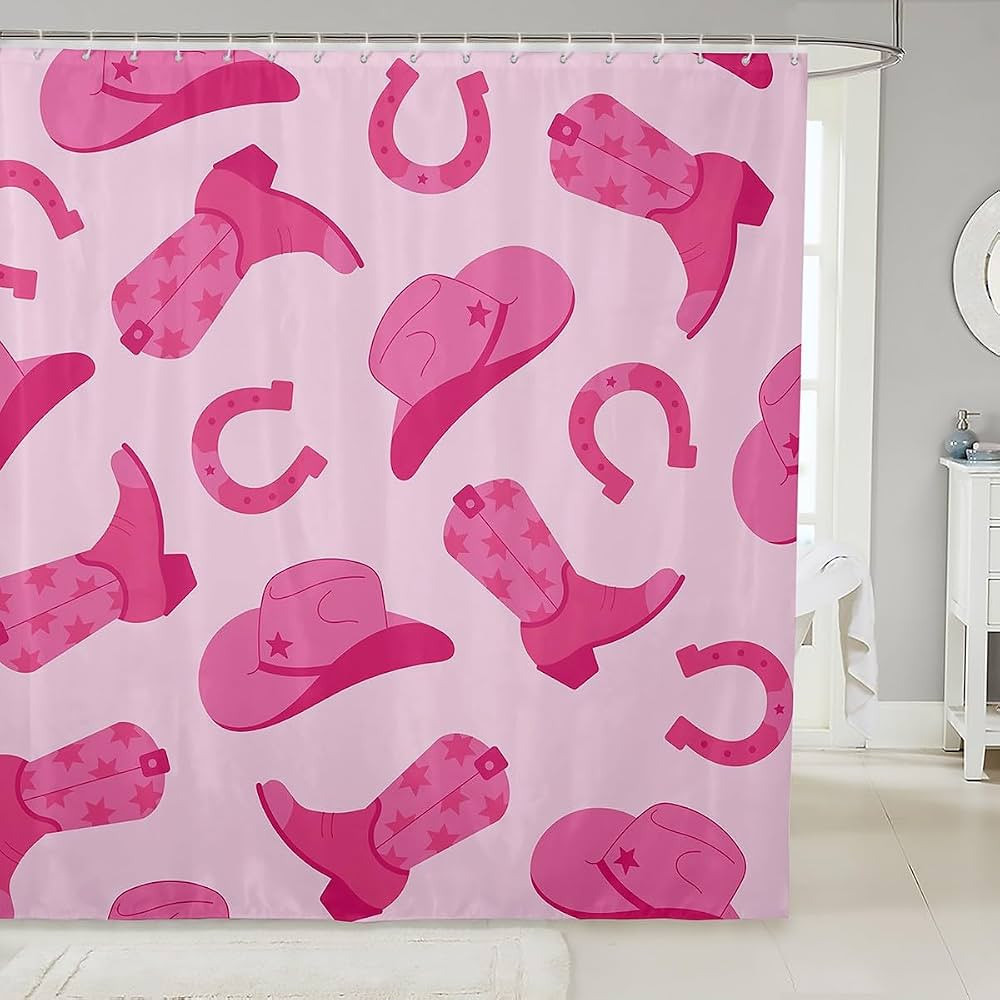 Erosebridal Cowgirl Shower Curtain Cute Kawaii Pink Cowgirl 72" Wx84 L Bathroom Curtain for Girls... | Amazon (US)