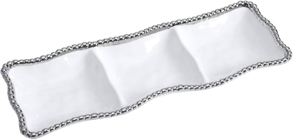 Pampa Bay 3-Section Serving Piece Porcelain with Silver Trim | Amazon (US)