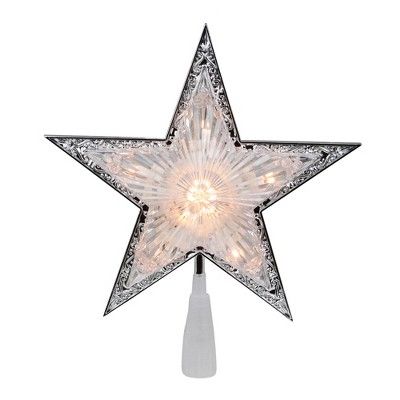 Northlight 9" Pre-Lit Silver and Clear Crystal 5 Point Star Christmas Tree Topper - Clear Lights | Target