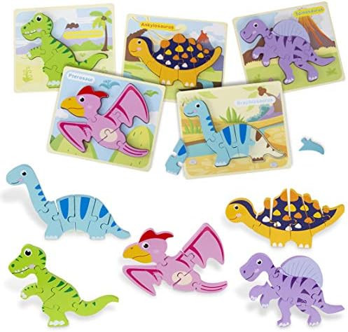Toddler Dino Puzzles,Wooden Dinosaur Jigsaw Puzzle for Kids 1 2 3+ Year Old, Baby Infant Learning... | Amazon (US)