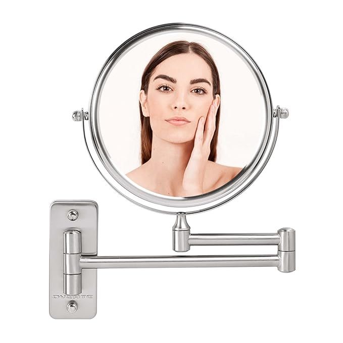 Ovente 7" Wall Mount Makeup Mirror, 1X & 10X Magnifier, Adjustable Spinning Double Sided Round Re... | Amazon (US)