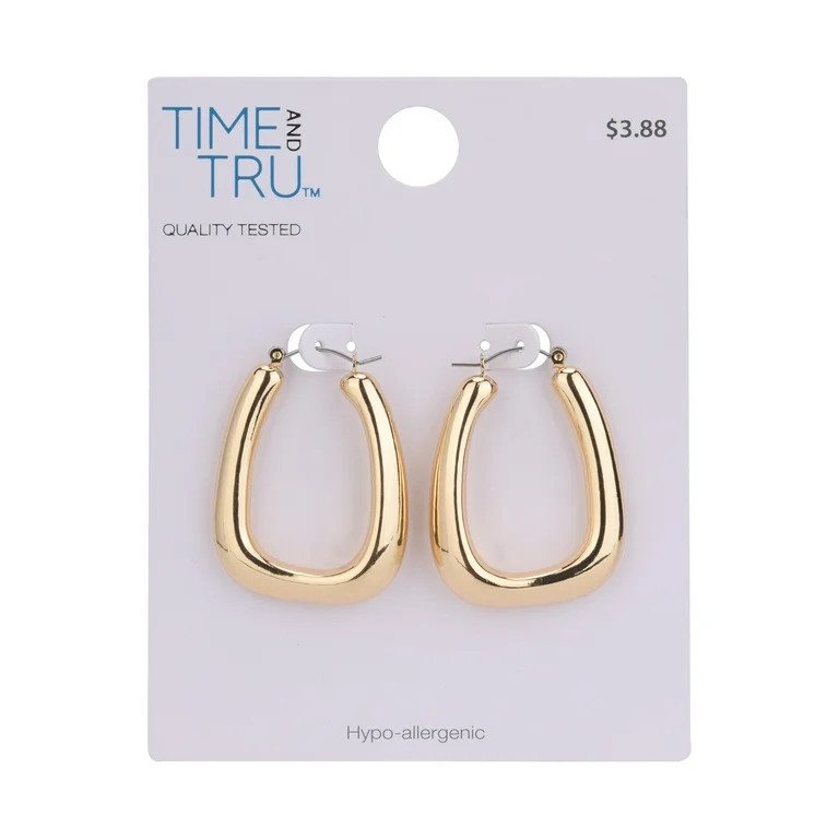 Time and Tru Adult Women's Gold Tone Wide Click Top Metal Hoop Earring | Walmart (US)