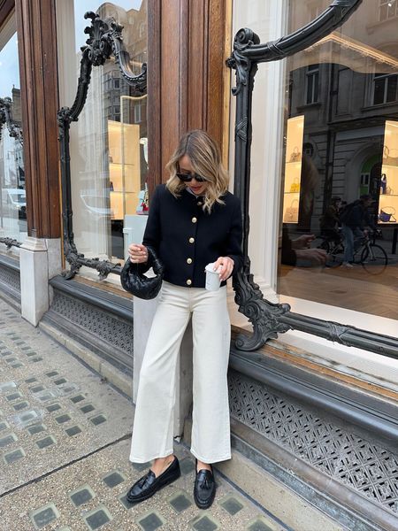 Black button up jacket, wide leg jeans, black leather loafers, mini jodie handbag, sunglasses

#LTKstyletip #LTKSeasonal #LTKeurope