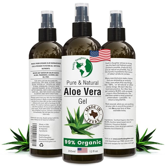 Earth's Daughter Organic Aloe Vera Gel from 100% Pure and Natural Cold Pressed Aloe – Moisturiz... | Amazon (US)