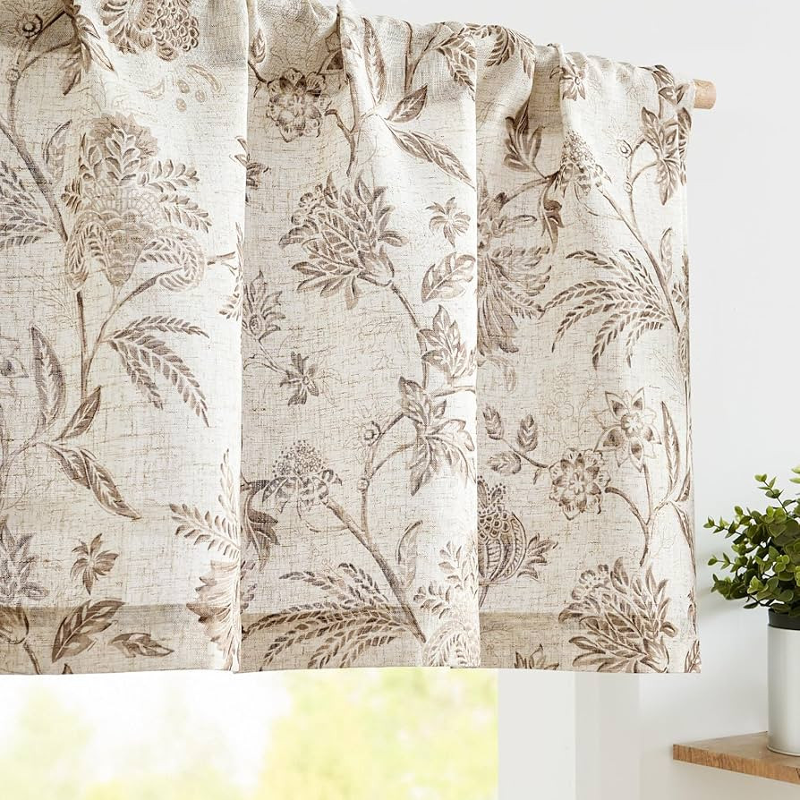 Vangao Linen Valance Curtain Farmhouse Cottage Floral Small Window Curtain Light Filtering for Ki... | Amazon (US)