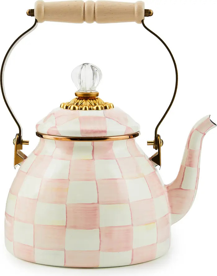 MACKENZIE CHILDS Rosy Check Enameled Steel 2-Quart Tea Kettle | Nordstrom | Nordstrom