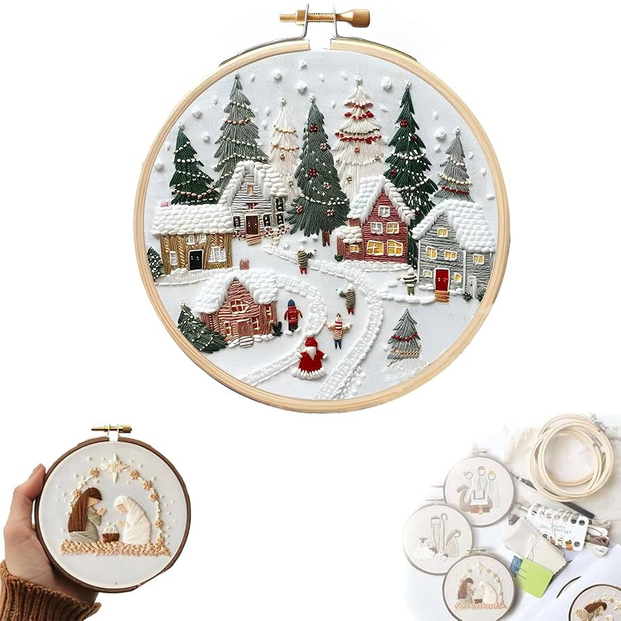 TINLOK Christmas Embroidery KIT,Adults Kids DIY Handmade,Hand Embroidery Starter Kits with Stampe... | Amazon (US)