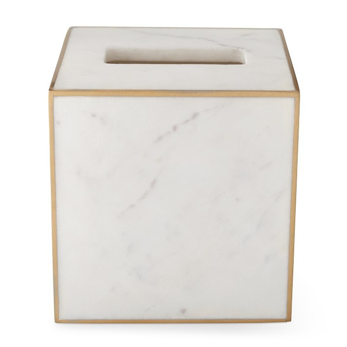 White Marble and Brass Tissue Holder | Williams-Sonoma
