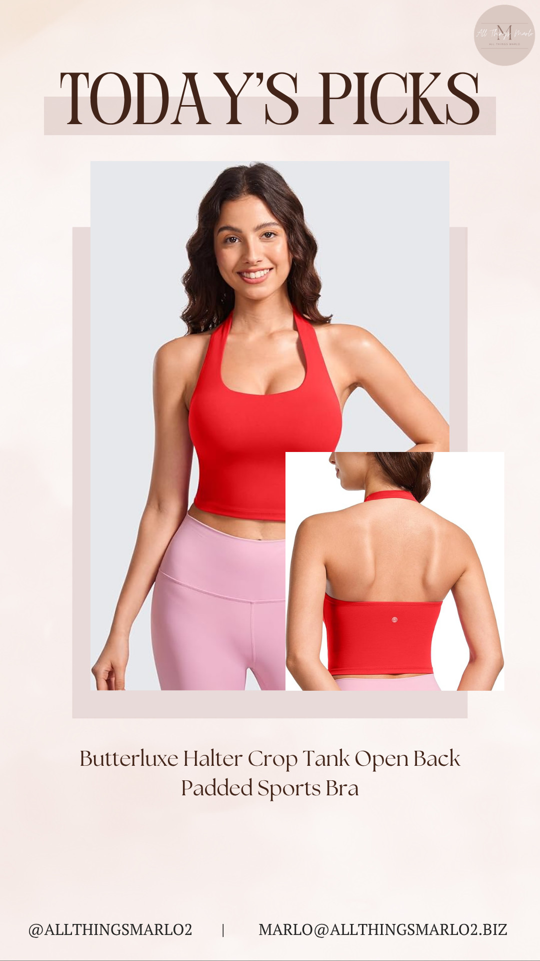 Butterluxe Halter Crop Tank Open Back Padded Sports Bra 

 #LTKSeasonal #LTKWorkwear #LTKTravel