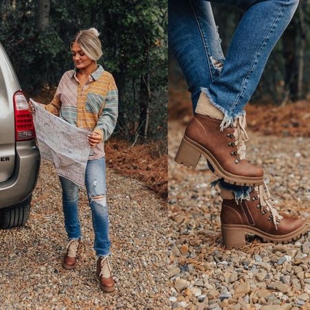 Fall is officially here!! 🧡🎃🍁 Shop this adorable casual chic look below!  Happy Fall Y’all!!

Mismatched plaid, distressed skinny jeans, denim, fall boots, casual fall looks.

#LTKtravel #LTKSale #LTKSeasonal