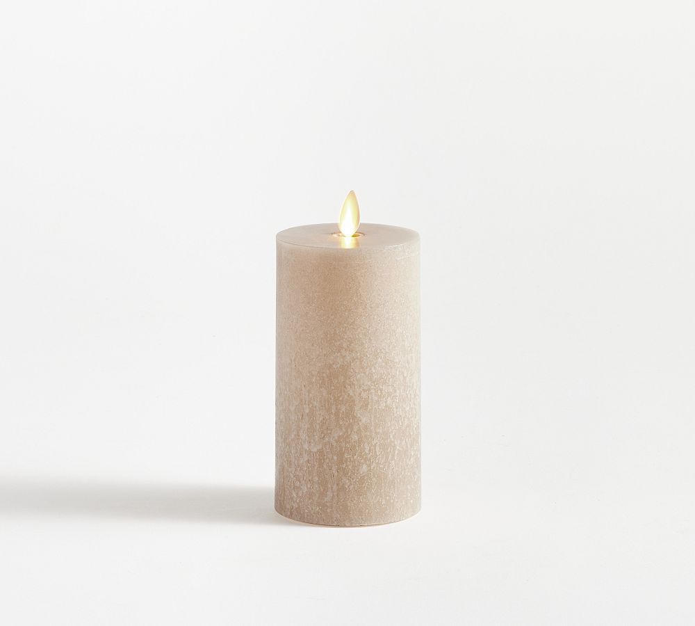 Premium Flickering Flameless Wax Pillar Candle - Salt Washed | Pottery Barn (US)