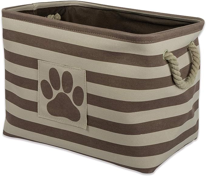 Bone Dry Pet Storage Collection Striped Paw Patch Bin, Small Rectangle, Brown | Amazon (US)