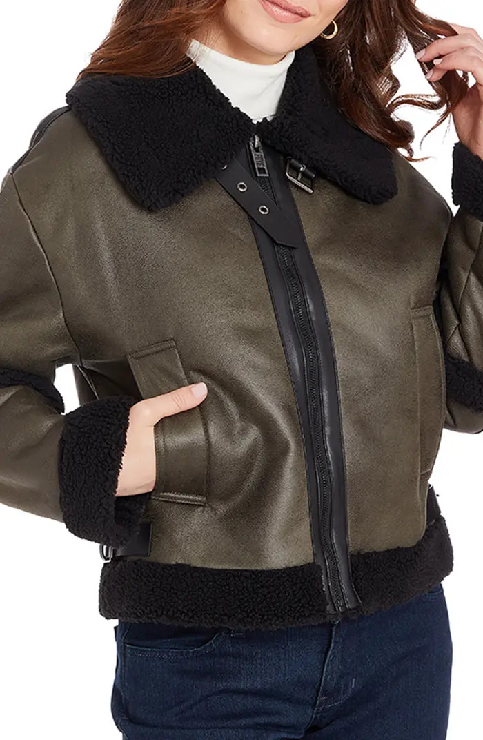 Frye Water Resistant Faux Leather & Faux Shearling Jacket | Nordstromrack | Nordstrom Rack