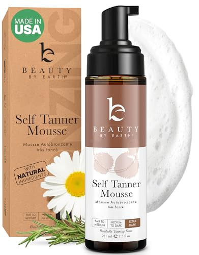 Self Tanner Mousse - USA Made with Natural & Organic Ingredients, Self Tanning Mousse Foam for Ultra Dark Fake Tan, Non Toxic Sunless Tanner for Darkest Streak Free Finish & Natural Looking Tan | Amazon (US)