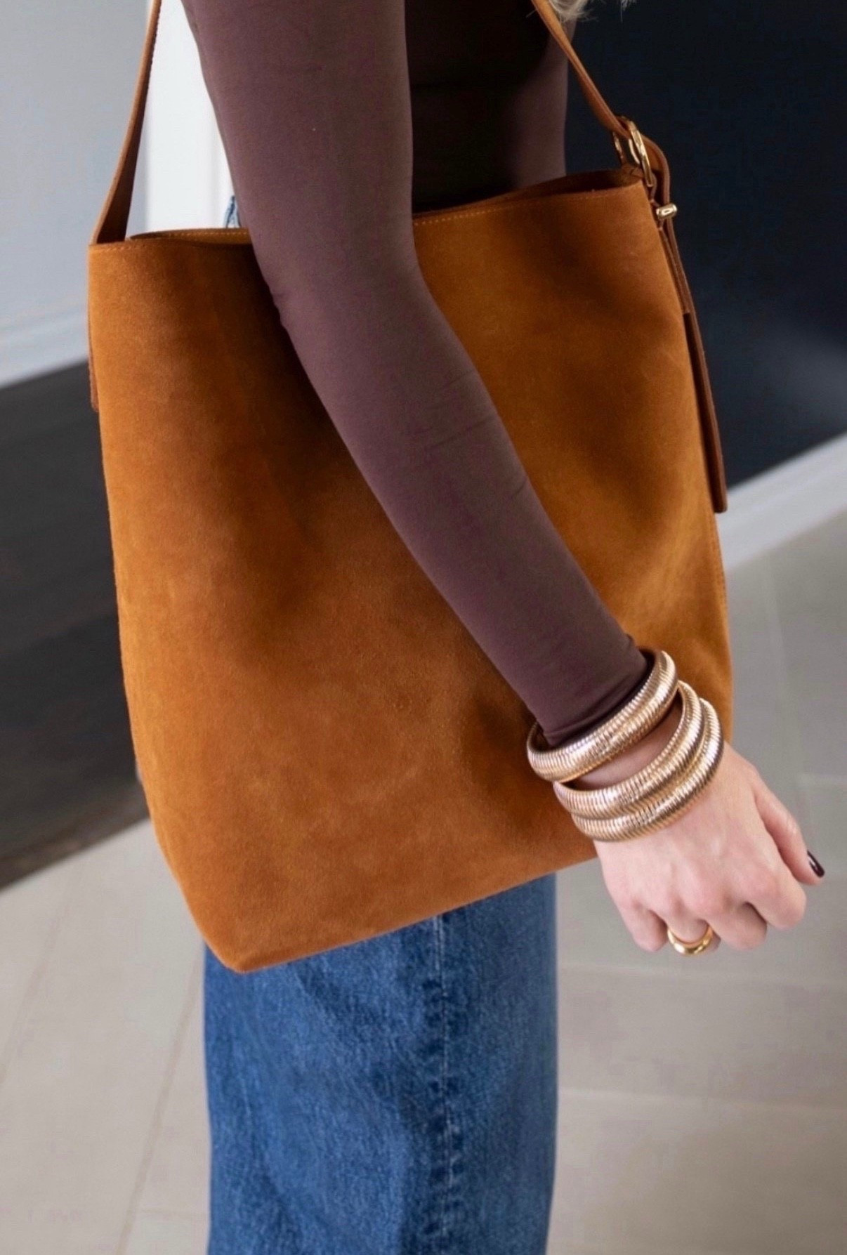 Bracelets 
Bucket bag 
Suede bag 

#LTKFindsUnder100