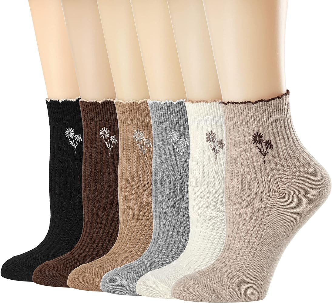 Mcool Mary Womens Socks,Casual Ruffle Ankle Socks Breathable Cool Knit Cotton Cute Crew Frilly So... | Amazon (US)