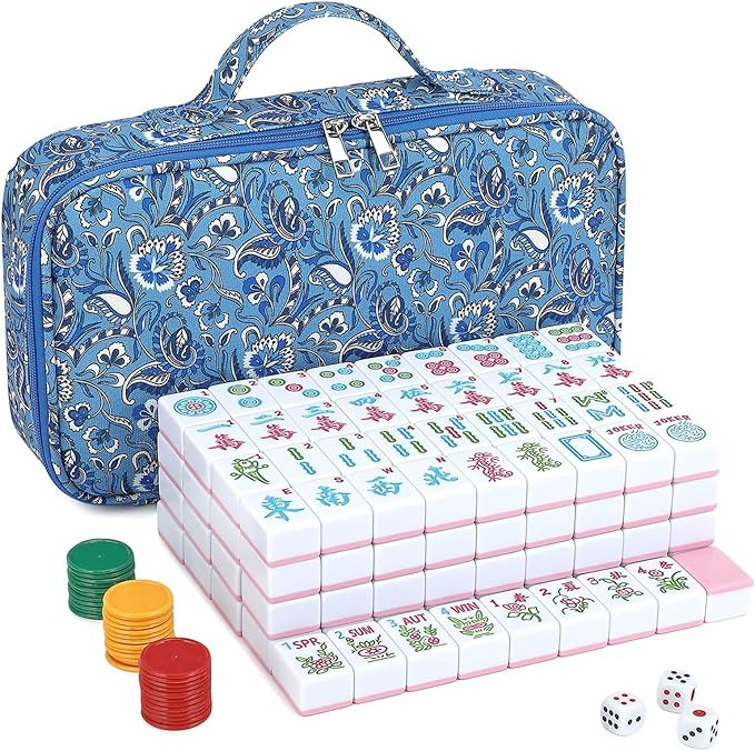 Large Pink American Mahjong Set 166 Mahjong Tiles 1.4-inch American Mahjong Game Set with Blue Pr... | Amazon (US)