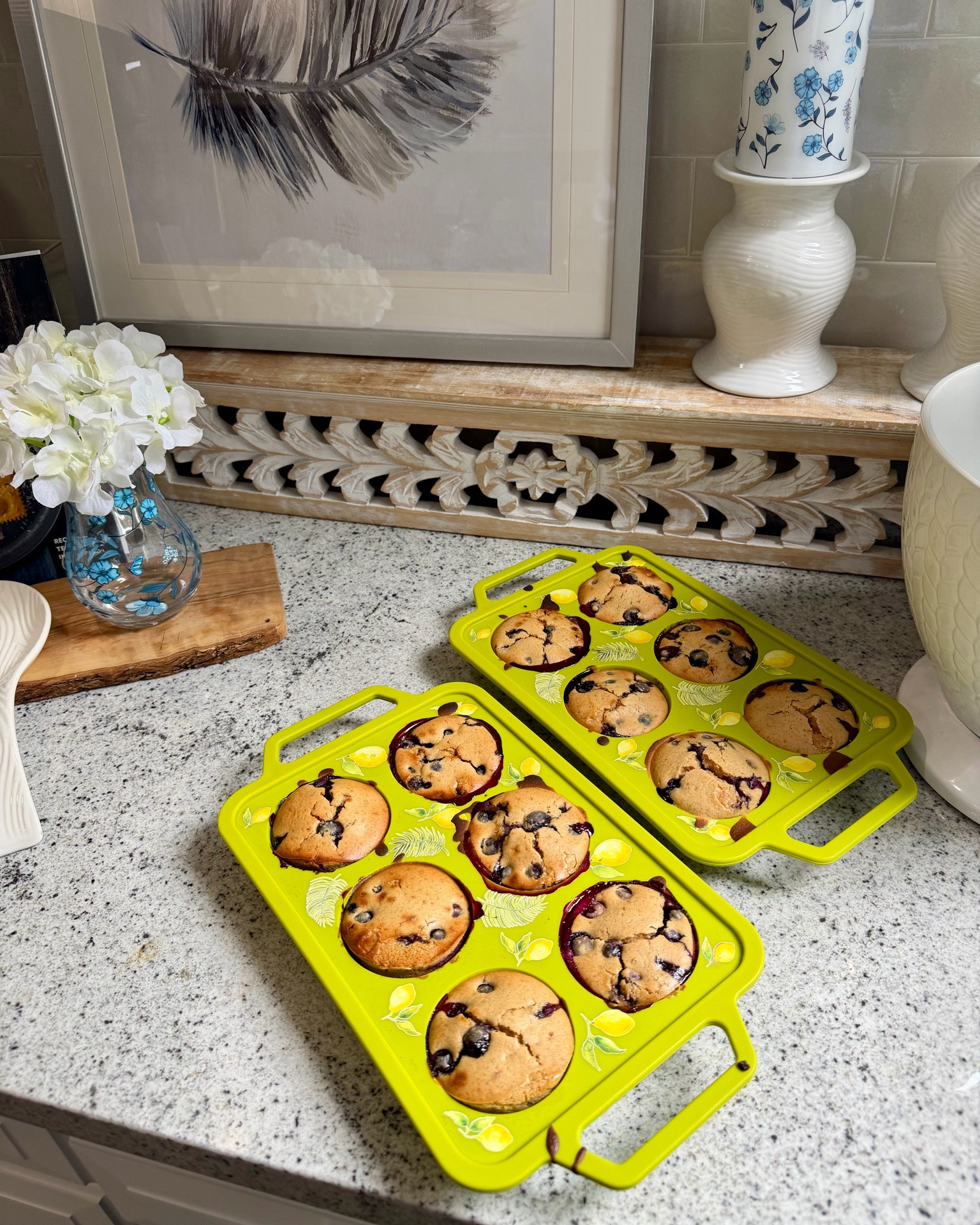 The easiest way to meal prep breakfast? Start with my Silicone Muffin Pan Set! 🫐🍳 These @stevedossqvc Blueberry Protein Muffins and delicious Egg Bites are two of my favorite recipes to make in these pans because they're healthy, quick to prep, and are great to have when you need breakfast or a snack throughout the week. 

These Muffin Pans come in a set of two with fun summer patterns to choose from and the flexible silicone molds make it easy to pop your recipes right out. When you're done, just toss the pans in the dishwasher for a quick cleanup! 

Shop my Silicone Muffin Pan Set and check out these delicious recipes below! 💙

Steve Doss’s Protein Blueberry Muffins

Yields 12 muffins

Ingredients
-1-1.5 cups of fresh blueberries
-2 cups protein baking mix
-3/4 cups Greek yogurt
-3/4 cup milk of choice
-1/2 cup brown sugar
-1/4 cup melted butter
-1 egg
-1 tsp cinnamon 
-1 tsp vanilla extract

Instructions
-Preheat oven to 350 degrees
-Spray muffin pan with cooking spray
-Pour muffin mix in evenly
-Bake for 18-20 minutes


Egg Bites

Yields 6 Egg Bites

Ingredients
-8 large eggs
-1 cup full-fat cottage cheese
-cooking spray
-1/2 tsp kosher salt
-Add in your favorite ingredients like shredded cheddar cheese, chopped veggies, bacon, sausage, etc. 

Instructions
-Preheat oven to 325 degrees. 
-Spray muffin pan with cooking spray.
-Combine eggs, cottage cheese, and salt in a blender for about 40 seconds, until smooth.
-Pour egg mixture in evenly.
-Bake for 22-25 minutes until lightly golden browned. Let rest for 5 minutes before removing from tray.

#LTKfoodie #LTKSeasonal #LTKHome