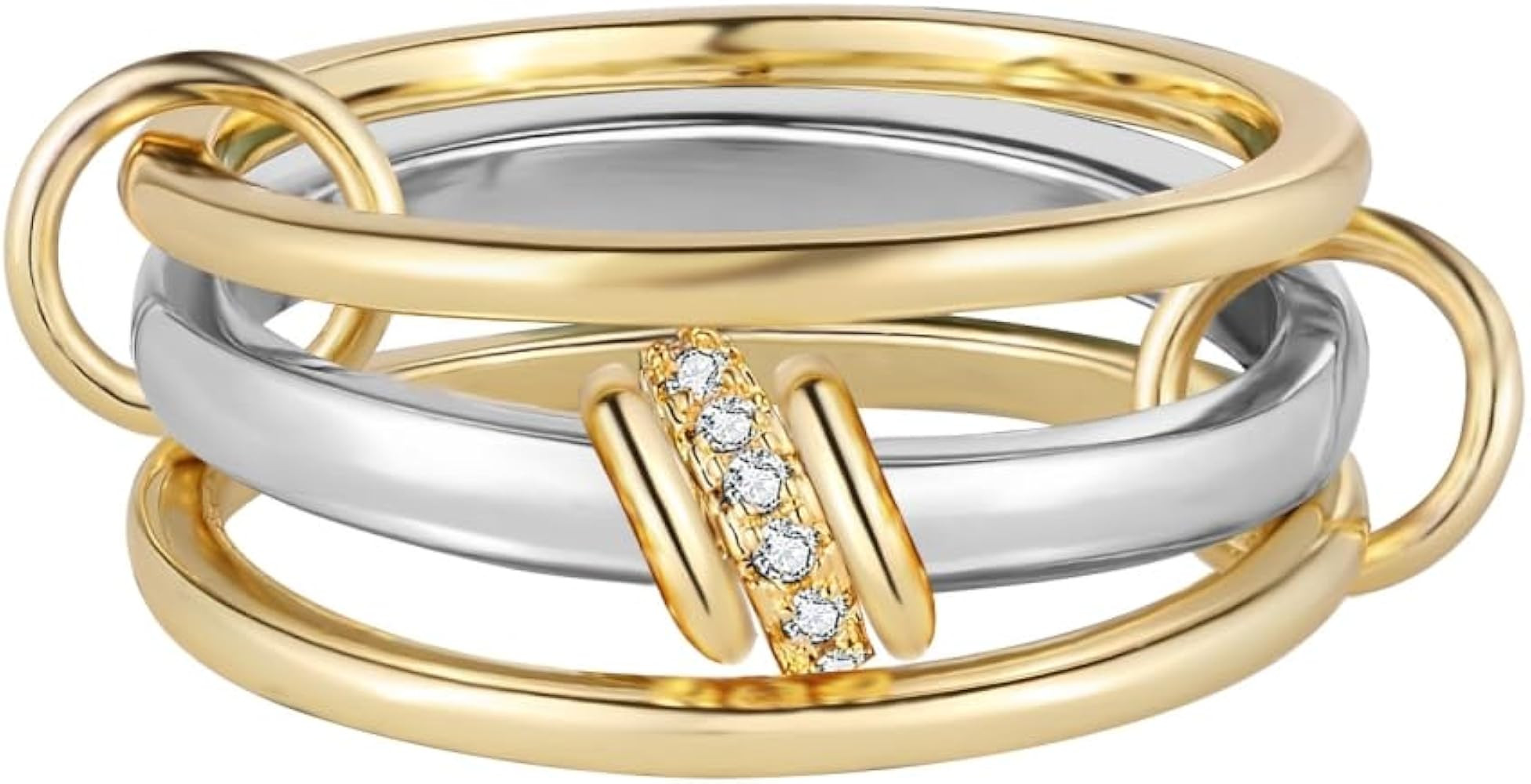Non-Tarnish Gold Stackable Rings for Women – 18k Gold-Plated Silver Ring Set with CZ Stones, El... | Amazon (US)